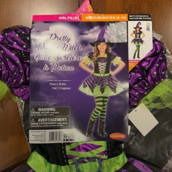 Way To Celebrate Pretty Potion Witch Costume Dress Hat Girls Size 7/8 Halloween - Picture 7 of 8